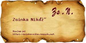 Zsinka Niké névjegykártya